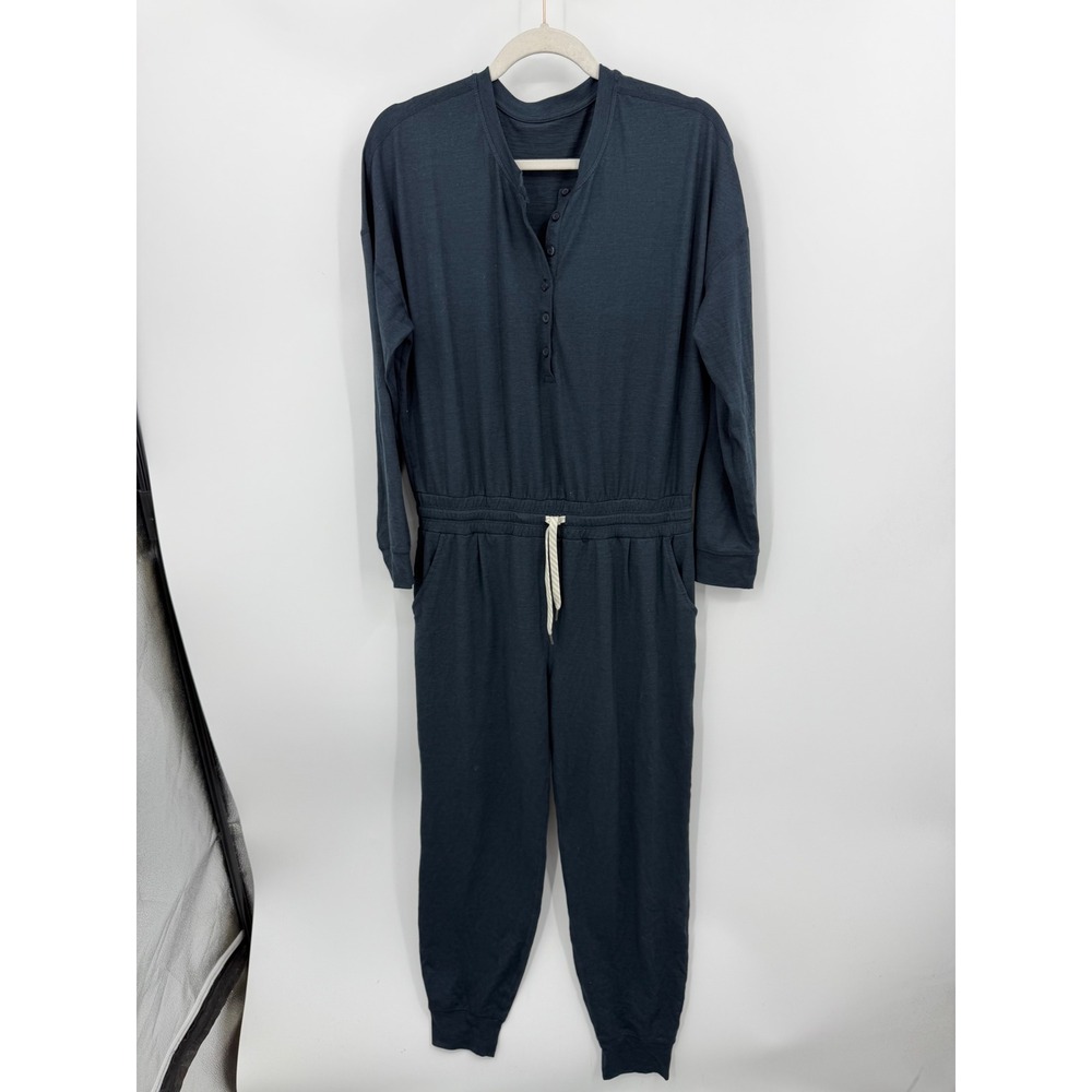 Vuori Lux Henley Jumpsuit Women Size M Charcoal Long Sleeve Jogger VW478